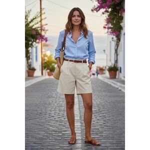 J.Crew Pleated Shorts Women Cream Ivory Lenzing Ecovero Viscose WZ3180 Size 6